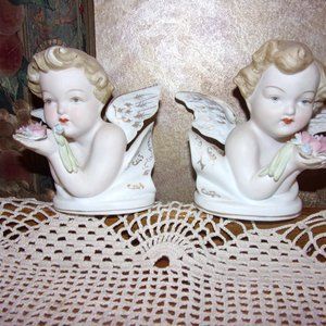 Lefton Vintage Bisque Hand painted Angels Cherubs